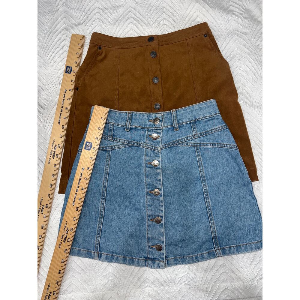 Abercrombie & Fitch Brown Suede Mini Skirt XS + I Love 47 Denim Skirt   Sale!!! - Picture 7 of 11